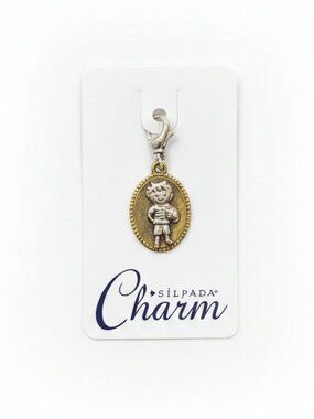 NEW C2543 Silpada Sterling Silver & Brass Two-Tone "All Star Boy" Charm